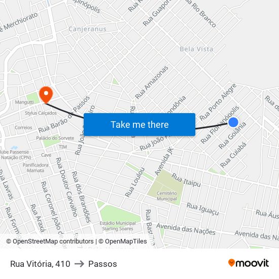 Rua Vitória, 410 to Passos map