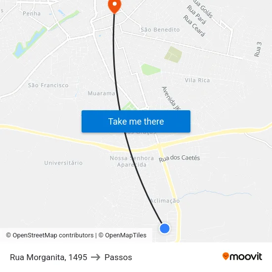 Rua Morganita, 1495 to Passos map