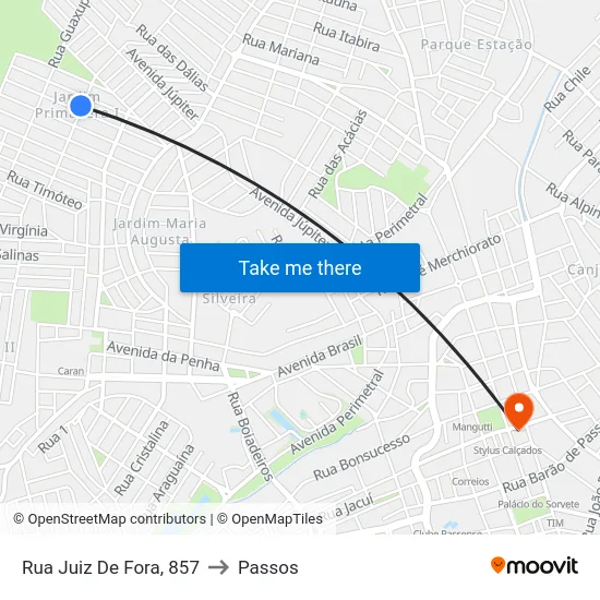 Rua Juiz De Fora, 857 to Passos map