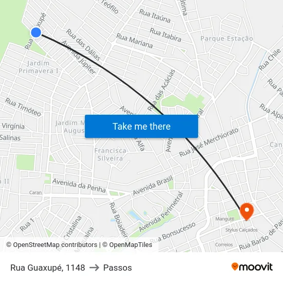 Rua Guaxupé, 1148 to Passos map