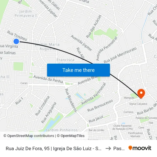 Rua Juiz De Fora | Igreja De São Luiz - Sentido Cohab to Passos map
