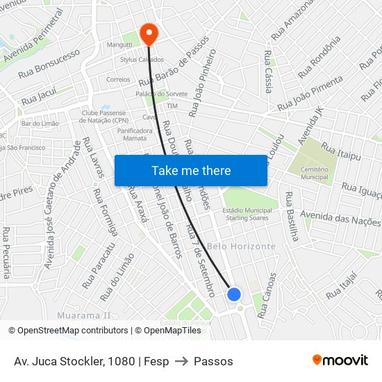 Av. Juca Stockler, 1080 | Fesp to Passos map