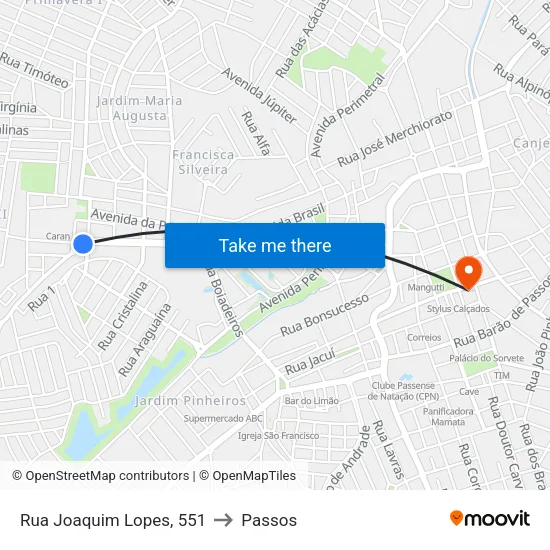 Rua Joaquim Lopes, 513 to Passos map