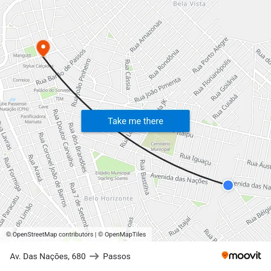 Av. Das Nações, 680 to Passos map