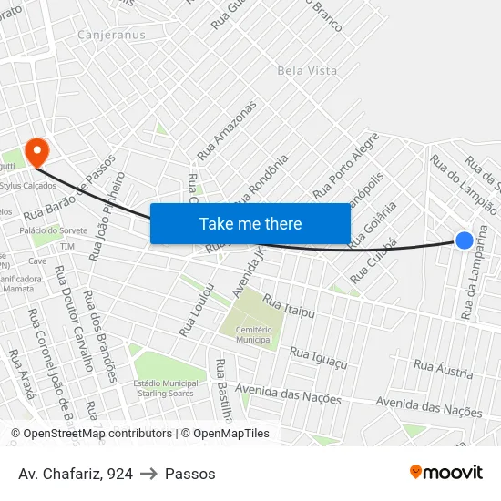 Av. Chafariz, 924 to Passos map