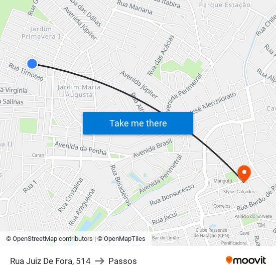 Rua Juiz De Fora, 514 to Passos map