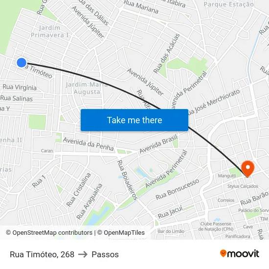 Rua Timóteo, 268 to Passos map