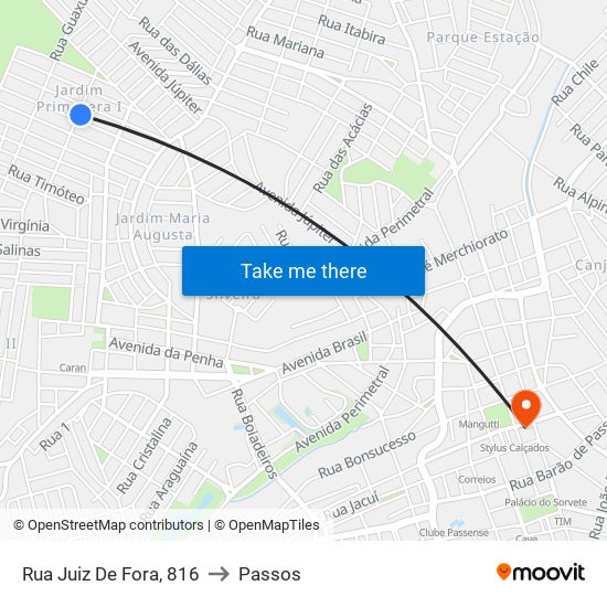 Rua Juiz De Fora, 816 to Passos map