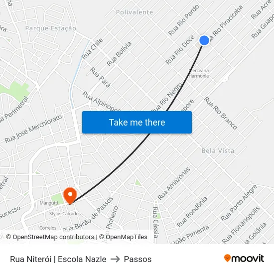Rua Niterói | Escola Nazle to Passos map