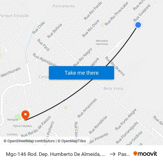 Mgc-146 Rod. Dep. Humberto De Almeida, Km 359,1 Norte to Passos map