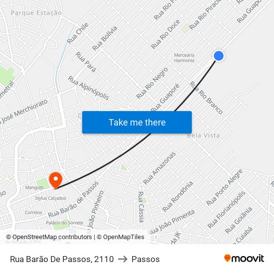 Rua Barão De Passos, 2110 to Passos map