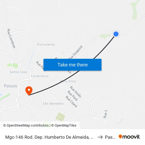 Mgc-146 Rod. Dep. Humberto De Almeida, Km 357,6 Norte to Passos map