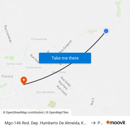 Mgc-146 Rod. Dep. Humberto De Almeida, Km 357,4 Norte | Estação De Tratamento De Água to Passos map