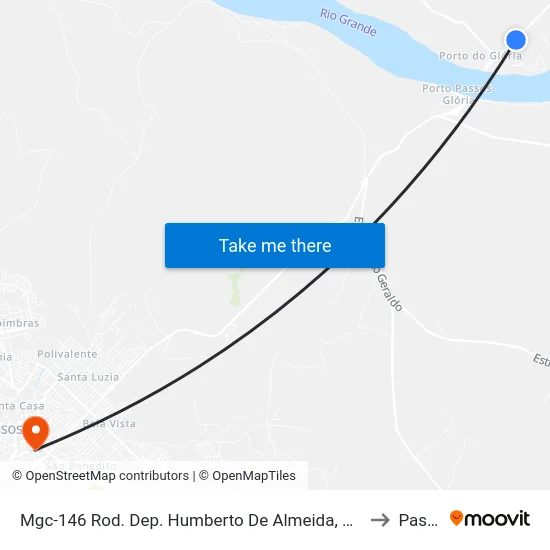 Mgc-146 Rod. Dep. Humberto De Almeida, Km 349,5 Norte to Passos map