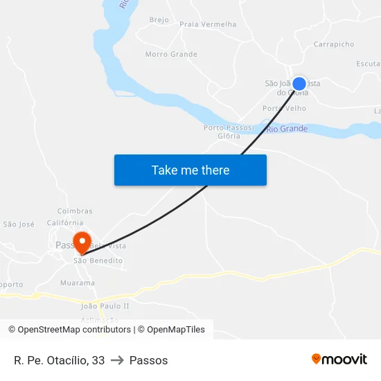 R. Pe. Otacílio, 33 to Passos map