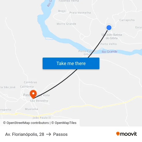 Av. Florianópolis, 28 to Passos map