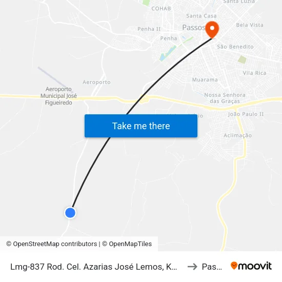 Lmg-837 Rod. Cel. Azarias José Lemos, Km 4 Norte to Passos map