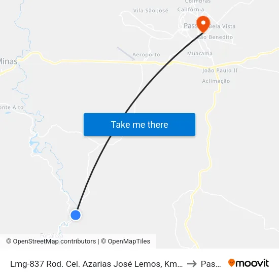 Lmg-837 Rod. Cel. Azarias José Lemos, Km 13,3 Norte to Passos map