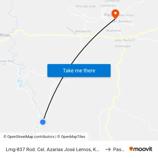 Lmg-837 Rod. Cel. Azarias José Lemos, Km 13,3 Sul to Passos map
