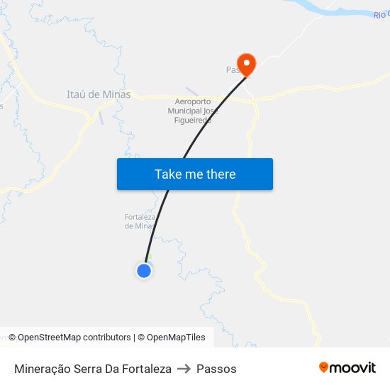 Mineração Serra Da Fortaleza to Passos map