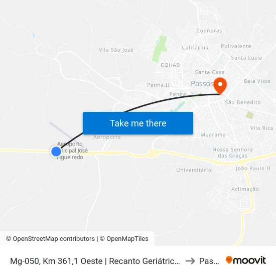 Mg-050, Km 361,1 Oeste | Recanto Geriátrico De Passos to Passos map