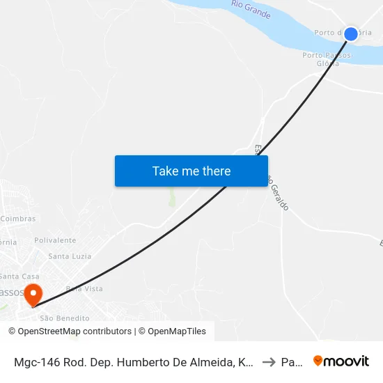 Mgc-146 Rod. Dep. Humberto De Almeida, Km 350 Sul | Areia União to Passos map