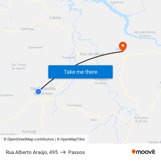 Rua Alberto Araújo, 495 to Passos map