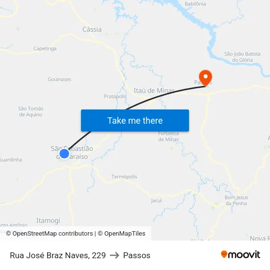 Rua José Braz Naves, 229 to Passos map