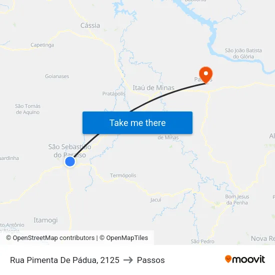 Rua Pimenta De Pádua, 2125 to Passos map