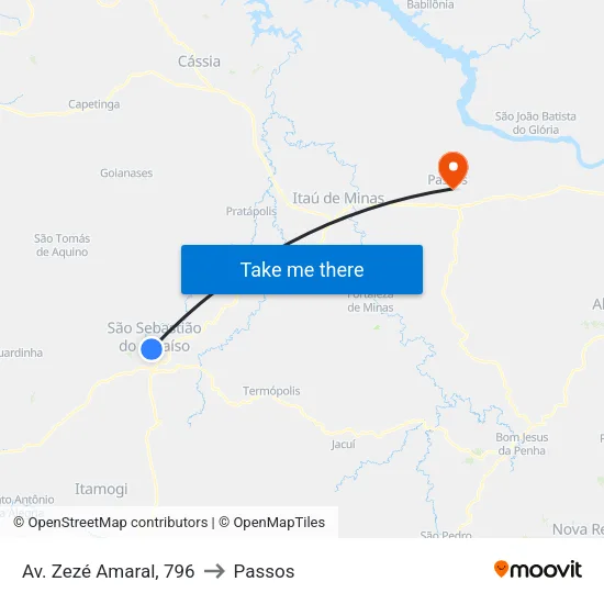 Av. Zezé Amaral, 796 to Passos map