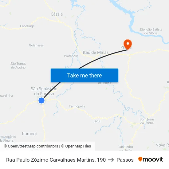 Rua Paulo Zózimo Carvalhaes Martins, 190 to Passos map