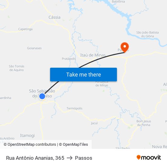 Rua Antônio Ananias, 365 to Passos map