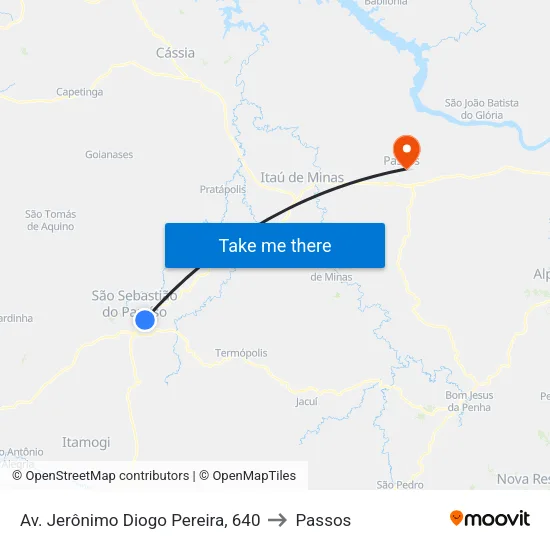 Av. Jerônimo Diogo Pereira, 640 to Passos map