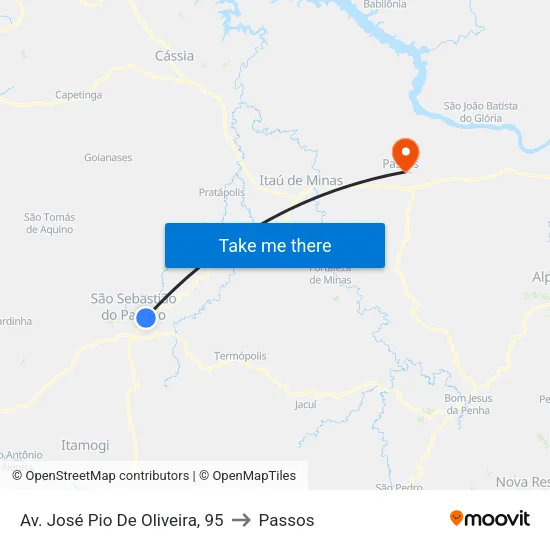 Av. José Pio De Oliveira, 95 to Passos map