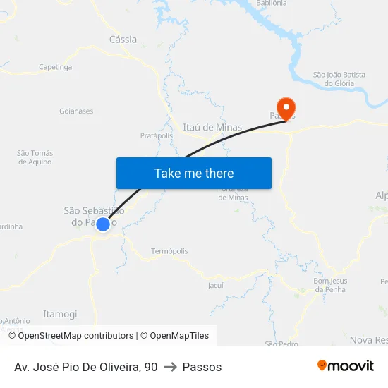 Av. José Pio De Oliveira, 90 to Passos map