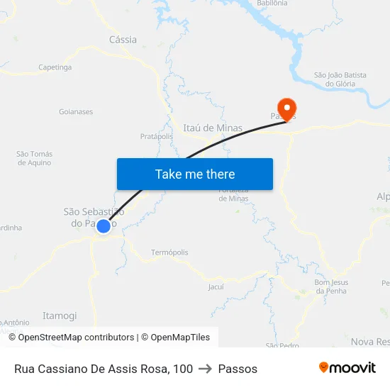 Rua Cassiano De Assis Rosa, 100 to Passos map