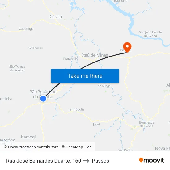 Rua José Bernardes Duarte, 160 to Passos map