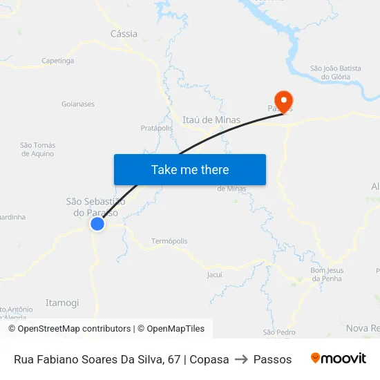 Rua Fabiano Soares Da Silva, 67 | Copasa to Passos map