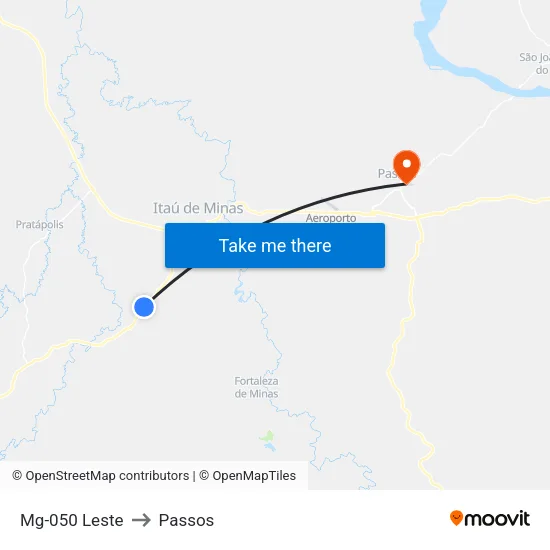Mg-050 Leste to Passos map