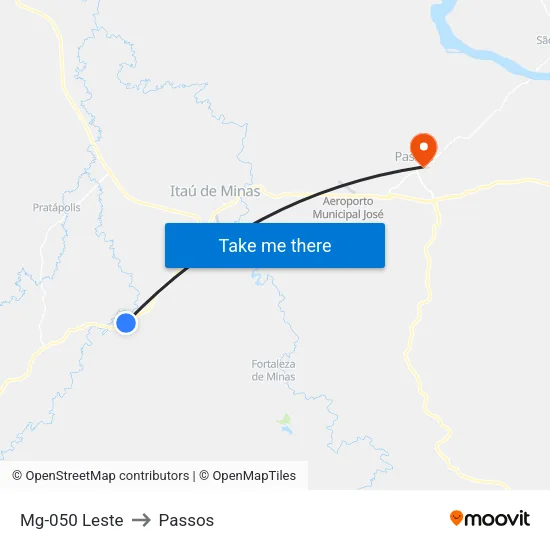 Mg-050 Leste to Passos map