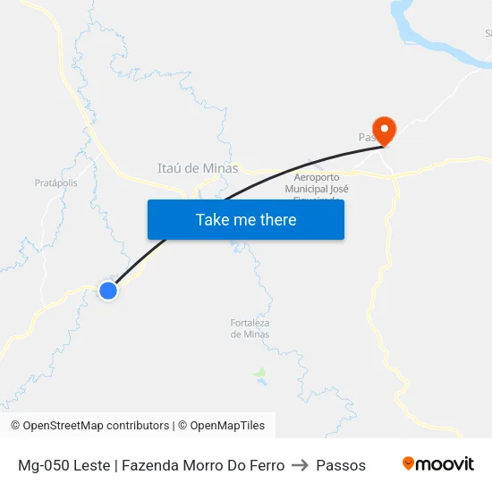 Mg-050 Leste | Fazenda Morro Do Ferro to Passos map