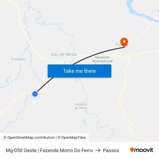 Mg-050 Oeste | Fazenda Morro Do Ferro to Passos map