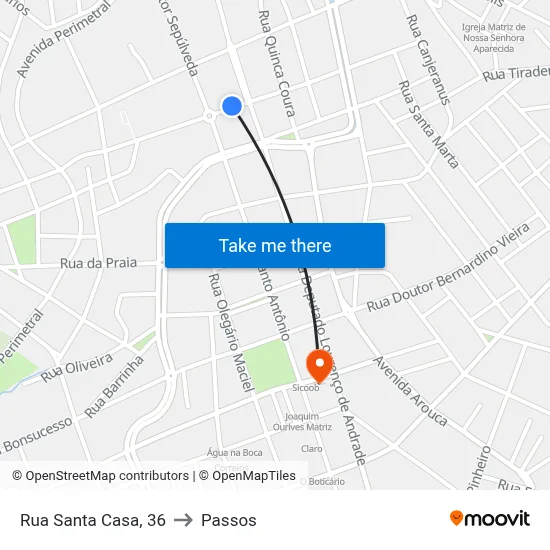 Rua Santa Casa, 36 to Passos map