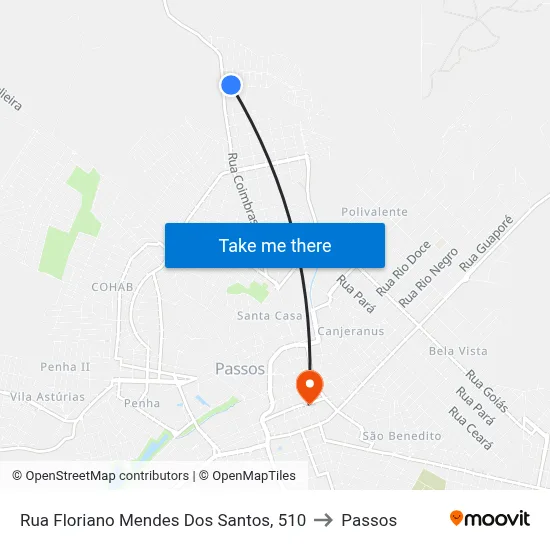 Rua Floriano Mendes Dos Santos, 510 to Passos map
