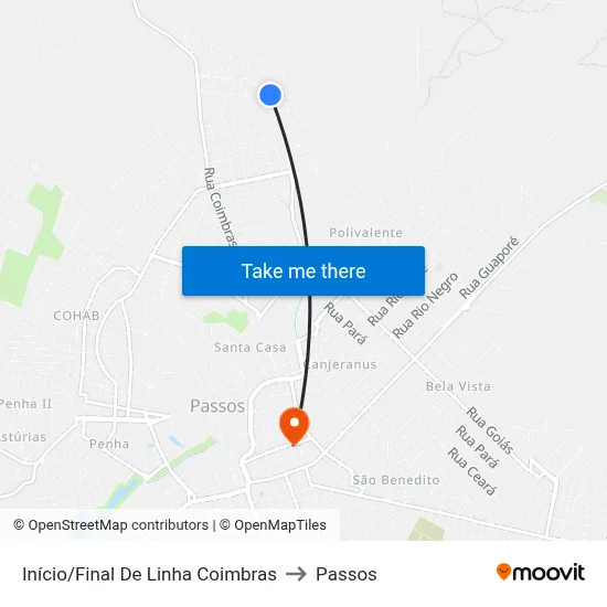 Início/Final De Linha Coimbras to Passos map