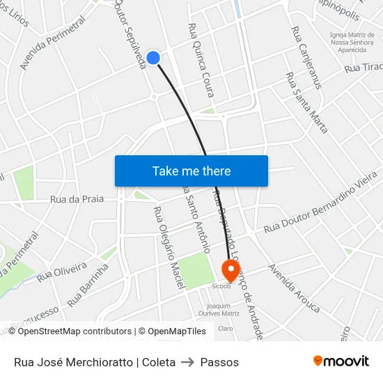 Rua José Merchioratto | Coleta to Passos map
