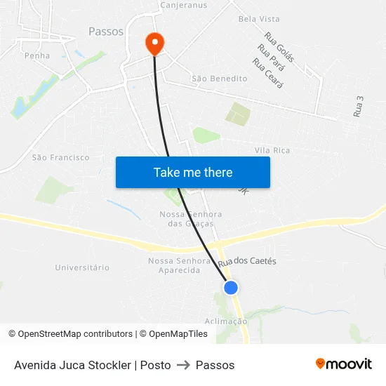 Avenida Juca Stockler | Posto to Passos map
