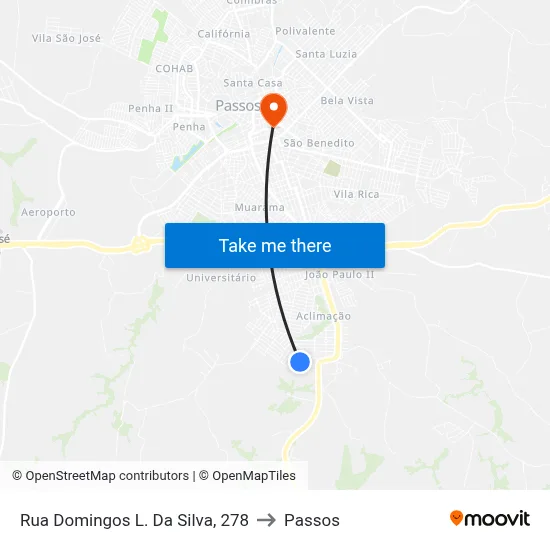 Rua Domingos L. Da Silva, 278 to Passos map