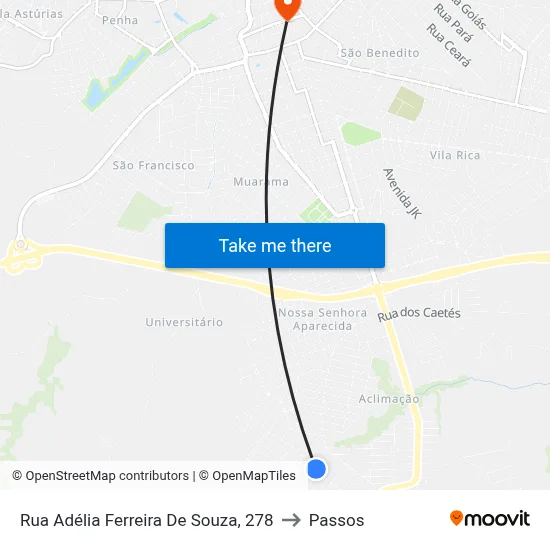 Rua Adélia Ferreira De Souza, 278 to Passos map
