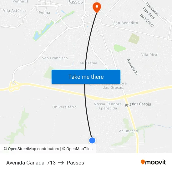 Avenida Canadá, 713 to Passos map